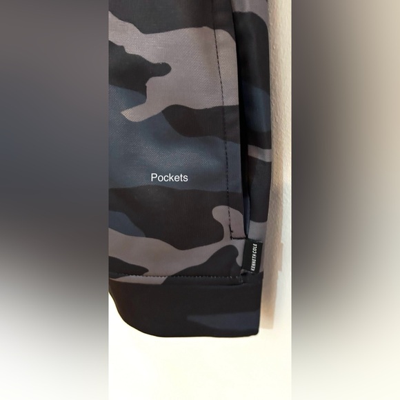 NWT Kenneth Cole Jacket Green & Gray Camouflage Hooded Zip Up Men’s Small - Picture 9 of 12